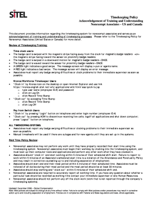 Timekeeping Policy Acknowledgement