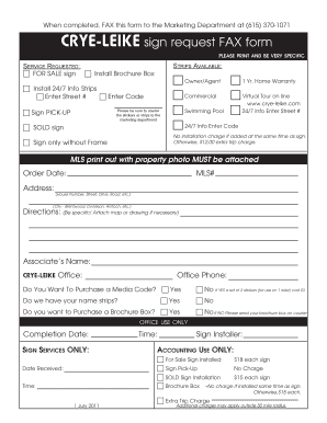CRYE-LEIKE Sign Request Fax Form