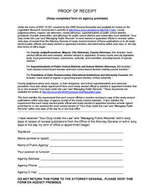 Kentucky Proof of Receipt Form