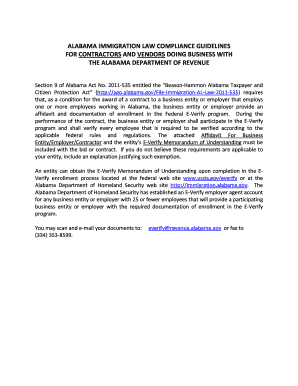Alabama E-Verify Affidavit for Contractors