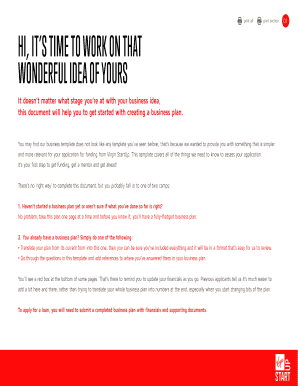 Virgin StartUp Business Plan Template