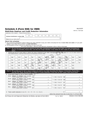 2009 Form 940 (Schedule A). Multi-State Employer and Credit Reduction Information - reginfo