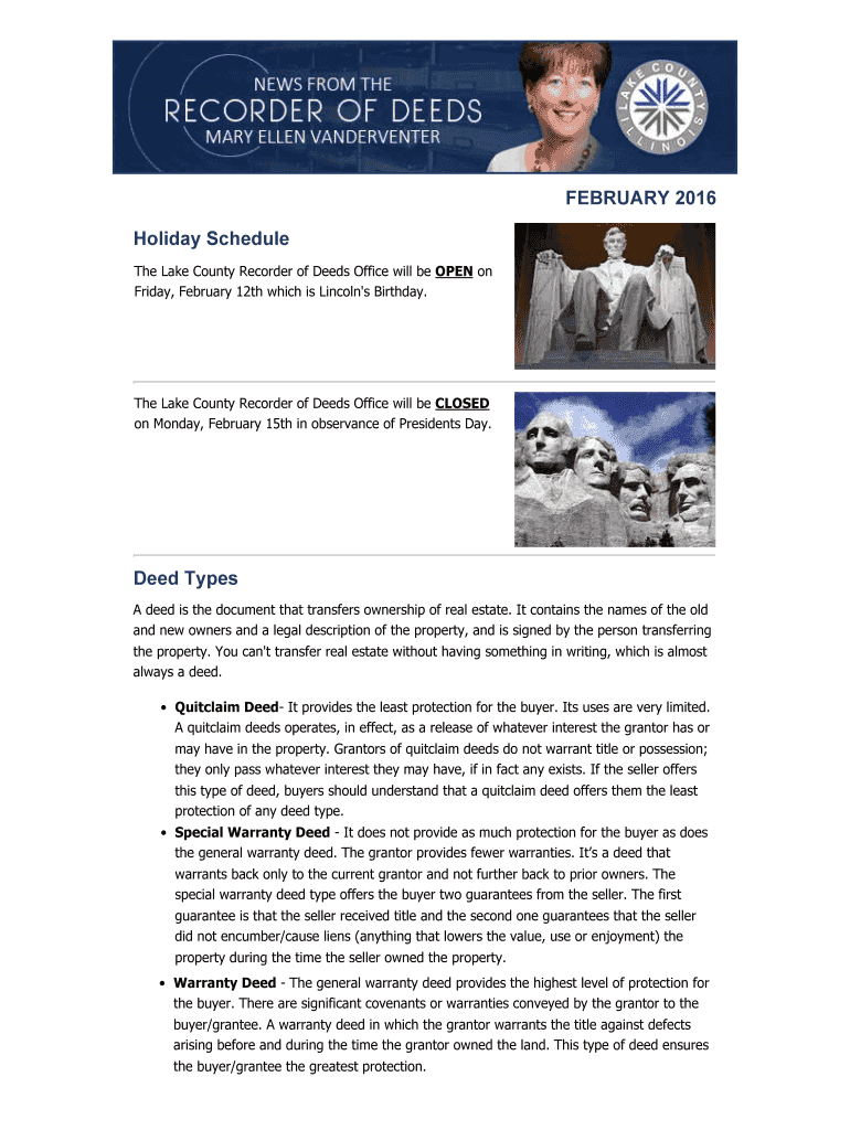 Fillable Online lakecountyil Lake County Recorder of Deeds Office Update Fax Email Print pdfFiller