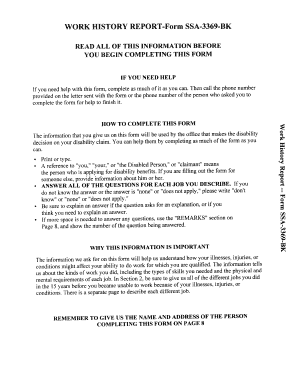 WORK HISTORY REPORT-Form SSA-3369-BK - reginfo
