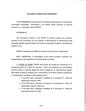 Consultancy agreement format in word - ACTUARIAL CONSULTING AGREEMENT THIS AGREEMENT is ... - modot mo