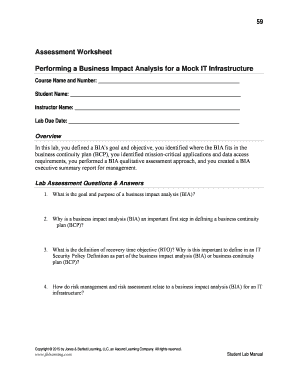 Business Impact Analysis Assessment Worksheet