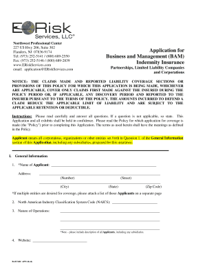 Business and Management Indemnity Insurance Application