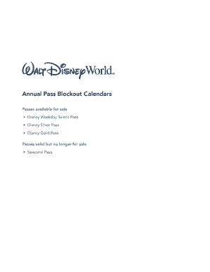 Fillable Online Annual Pass Blockout Calendars - Walt Disney World Fax ...