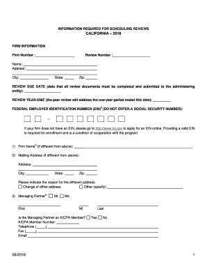 California Peer Review Scheduling Form