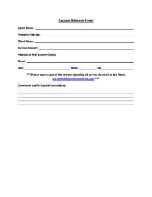 Escrow Release Form
