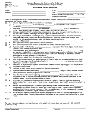 Louisiana SNAP Advance Notice of Adverse Action