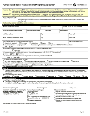 Furnace and Boiler Replacement Program Application