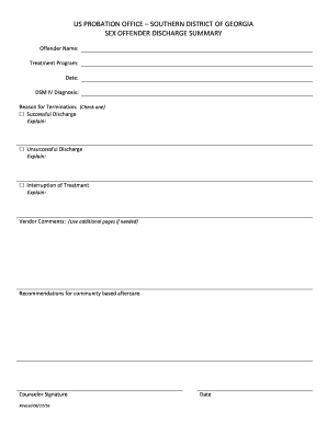 US Probation Sex Offender Discharge Summary