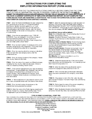 Employee Information Report Form AA302