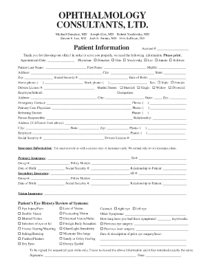 Ophthalmology Patient Information Form