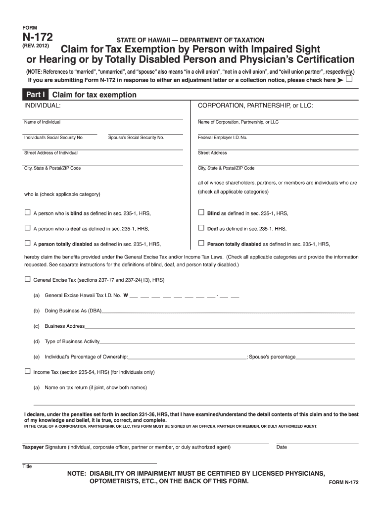 Form N 172 Fill Online Printable Fillable Blank PdfFiller
