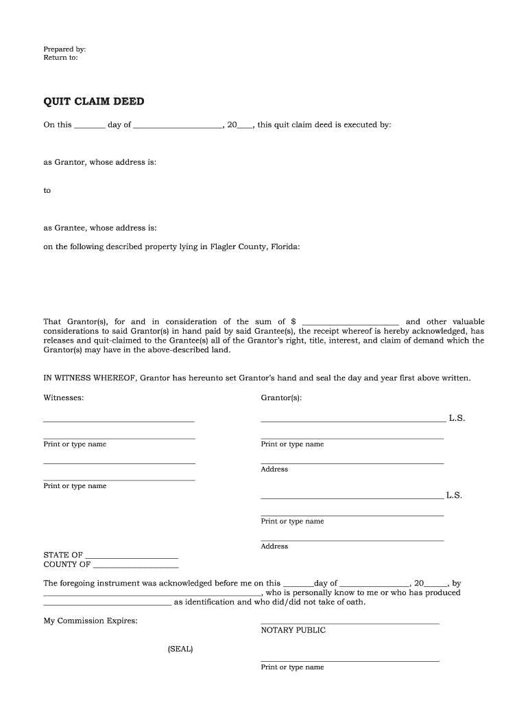 Flagler County Quit Claim Deed - Fill Online Printable Fillable Blank Pdffiller