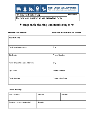Storage Tank Monitoring and Inspection Form