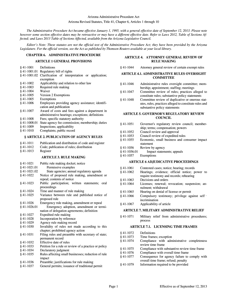 Fillable Online azsos Arizona Administrative Procedure Act Arizona