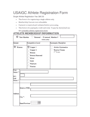 USAIGC Athlete Registration Form