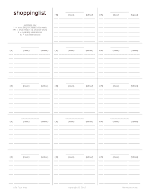 Shopping List Template