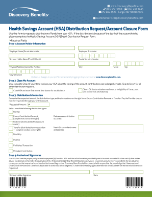 Health Savings Account Distribution Request Form