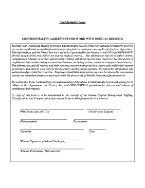 Confidentiality Agreement for Medical Records
