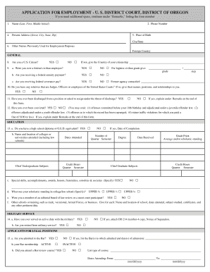 Application for Employment - US District Court