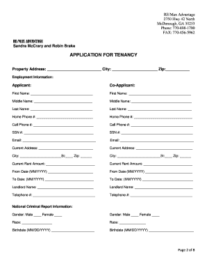RE/MAX Advantage Tenancy Application