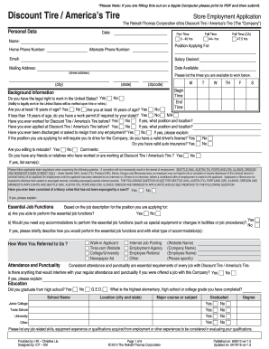 Discount Tire Employment Application