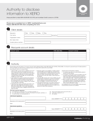 Macquarie Bank Xero Disclosure Authority Form
