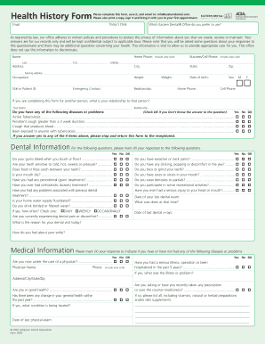 Health History Form