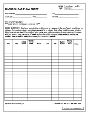 Blood Sugar Flow Sheet