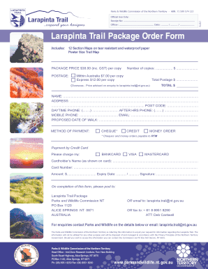 Larapinta Trail Package Order Form