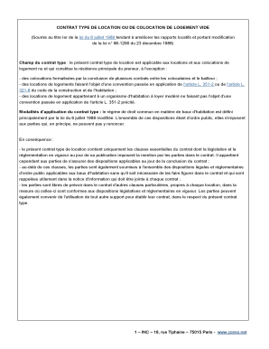 Contrat type de location ou de colocation de logement vide