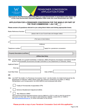 Pensioner Concession Application Form