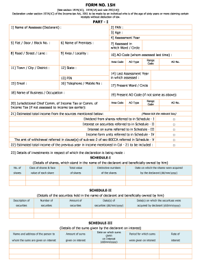 Form 15H Declaration for Senior Citizens