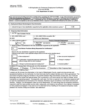 H-2B Temporary Employment Certification Application