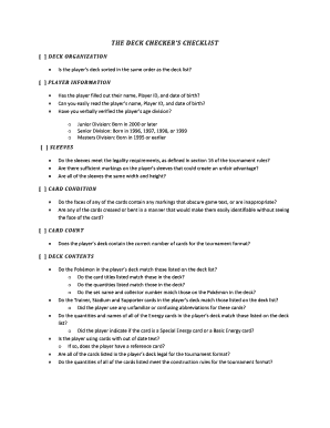 Deck Checker’s Checklist