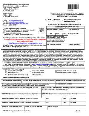 Minnesota Technology Systems Contractor License Application