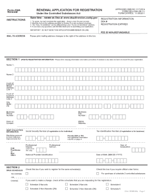 DEA-224A Renewal Application for Registration