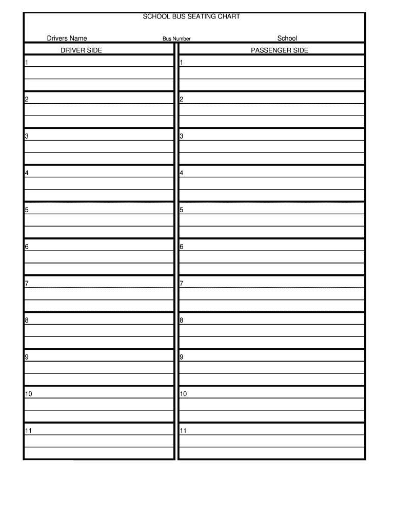 Bus Seating Chart Fill Online Printable Fillable Blank PdfFiller
