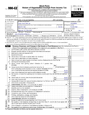 Form 990-EZ Tax Return for Exempt Organizations