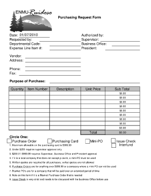 enmu ruidoso purchasing request form fill online purchasing order form