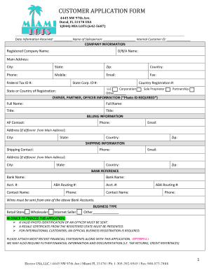 Electro USA Credit Application and Agreement
