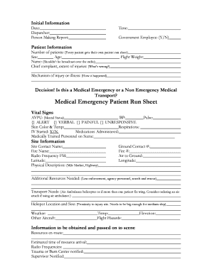 Medical office sign - Medical Emergency Patient Run Sheet - gacc nifc