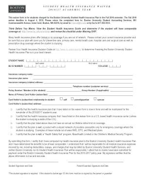 Student Health Insurance Waiver