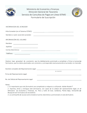Formulario de Suscripción