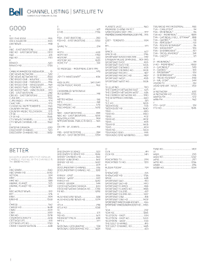 Fillable Online CHANNEL LISTING SATELLITE TV Fax Email Print - pdfFiller