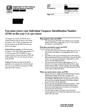 IRS ITIN Renewal Notice